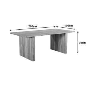 Dining table, solid acacia wood in natural color, 200x100x76 cm