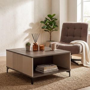 Coffee table Aura tobacco color with cashmere 80X80X41CM