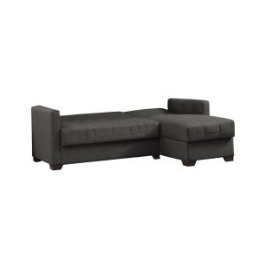 Corner sofa bed with chest of drawers Alasko dark gray textile 204x143x83cm