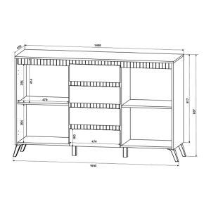 Бюфет Belka крем с дъб 155x45x93.7см