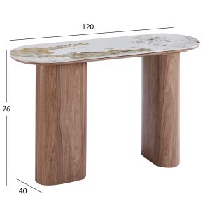 Конзола Marblex HM18446 керамичен плот в цвят Pandora - Mdf крака в орех 120X40X76ВСМ.