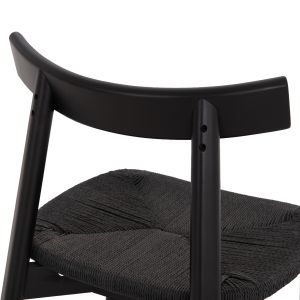 Трапезен стол OSORIO HM18335.02, масив каучуково дърво и въже в черен цвят 51x55x74H см