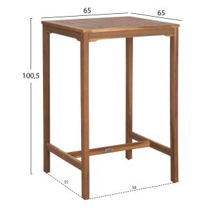 Бар стойка квадратна Servan HM6516 акациево дърво в естествен цвят 65X65X100.5HСМ.