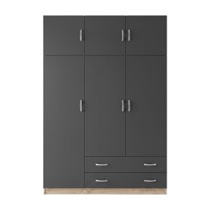 Гардероб с три врати и горно място за съхранение Alvia sonoma с антрацит 150x51x240см