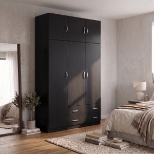 Гардероб с три врати и място за съхранение над вратата Алвия венге 150x51x240см