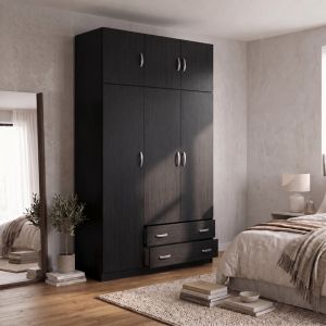 Гардероб с три врати и място за съхранение над вратата Алвия венге 150x51x240см