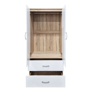 Двукрилен гардероб с 2 чекмеджета Alvia бял със сонома 80x51.5x180см