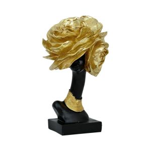 Декоративна фигура FL206005 полисмола черно-златист цвят 16X15X27СМ