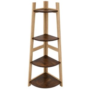 Дървена MDF ъглова етажерка 37x37x118 см