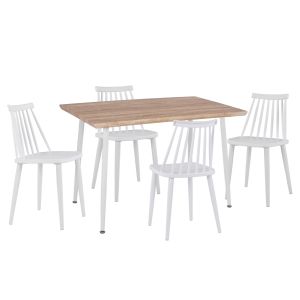 Комплект маса и столове 5 части Paloma HM11389 Бял-sonama Mdf плот