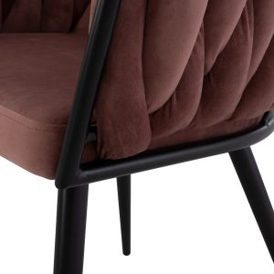 Комплект за трапезария 5 части Aliza HM12122.01 Mdf плот в естествен дървесен цвят - прашно розово кадифе