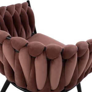 Комплект за трапезария 5 части Raven HM12116.02 керамичен плот бял/кафяв мрамор-прашно розово кадифе