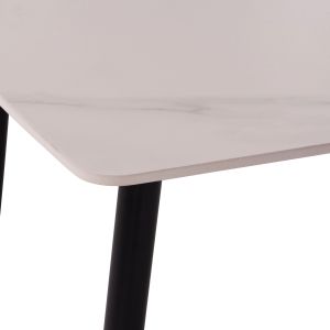 Комплект за трапезария 5 части Raven HM12117.01 керамичен плот бял мрамор - прашно розово кадифе