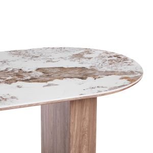Комплект за трапезария 7 часта Detton HM12100.02 керамичен плот в цветове на Pandora - бежово/кафяв плат