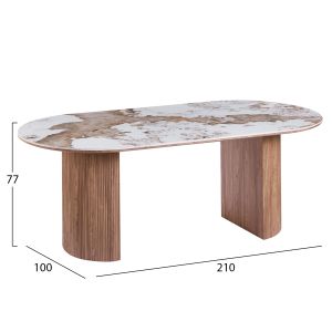 Комплект за трапезария 7 части Marblex HM11391 керамичен плот в цветове на Pandora - столове с платов цвят тауп