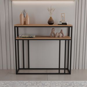 Конзола Daleti в цвят дъб с черна метална рамка 100x25x90см