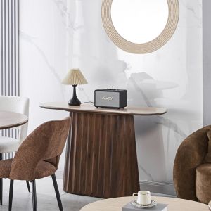 Конзола Walden HM18439 керамичен плот в цвят травертин - мдф основа в орех 120X40X76ВСМ.