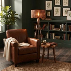 Лампион Carner E27 орех MDF с тъмнокафяв цвят Φ45x155см