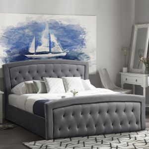 Легло с матрак и ракла ODELIA HM10806.01, сиво кадифе, за матрак 160x200 см