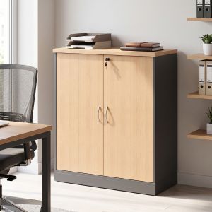 Нисък офис шкаф Fesialo в цвят естествен антрацит 80x41x80см