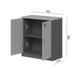 Нисък офис шкаф Fesialo в цвят естествен антрацит 80x41x80см