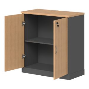 Нисък офис шкаф Fesialo в цвят естествен антрацит 80x41x80см