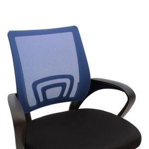 Офис стол Berto с разтегателен механизъм, мрежеста материя в синьо-черен нюанс и хромирана основа 60x48x85-95 см