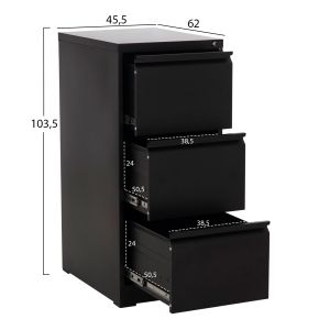Офис шкаф Sider HM6636.01 черен метал 45.5X62X103.5ВСМ.