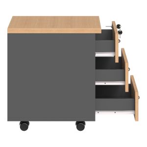 Офис шкаф с чекмеджета на колела Fesialo естествено-антрацит 39x47x52.5см