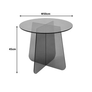 Помощна маса, прозрачно закалено антрацитно стъкло 8 мм, диаметър 50x45 см