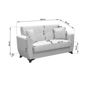 Разтегателен диван Modesto с място за съхранение, бежов плат, 155x84x83см