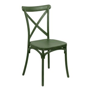 Стол Crossie от полипропилен, тъмнозелен, 43x53x88см