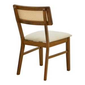 Стол Raffles, орехово каучуково дърво с пе ратан и екрю плат, 47x48x83.5 см