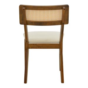Стол Raffles, орехово каучуково дърво с пе ратан и екрю плат, 47x48x83.5 см