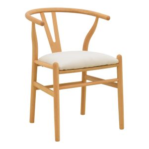 Стол Wishbone, каучуково дърво-плат, в естествен бежов цвят, 51x58x73см