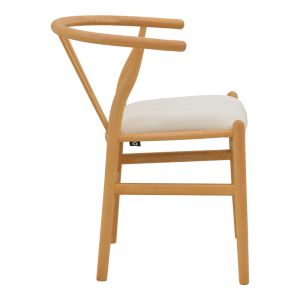 Стол Wishbone, каучуково дърво-плат, в естествен бежов цвят, 51x58x73см