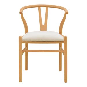 Стол Wishbone, каучуково дърво-плат, в естествен бежов цвят, 51x58x73см