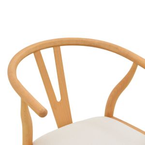 Стол Wishbone, каучуково дърво-плат, в естествен бежов цвят, 51x58x73см