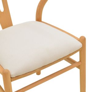 Стол Wishbone, каучуково дърво-плат, в естествен бежов цвят, 51x58x73см