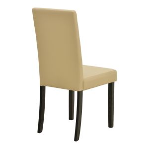 Стол Zeben екрю PU с черен крак от каучуково дърво 43.5x55.5x93.5см