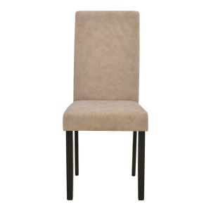 Стол Zeben, антично бежов плат, с черен крак от каучуково дърво, 43.5x55.5x93.5см