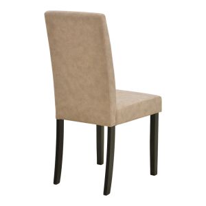 Стол Zeben, антично бежов плат, с черен крак от каучуково дърво, 43.5x55.5x93.5см