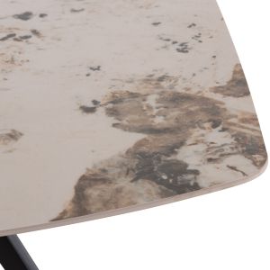 Трапезарна маса Aika HM18421 керамичен плот в цвят бял/златист мрамор 160X90X79ВСМ.
