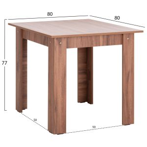 Трапезарна маса Kelvin HM2427.14 меламин в орех 80X80X77ВСМ.