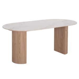 Трапезарна маса Mellow HM18416 Mdf крака - керамичен плот в цвят бял мрамор 180X90X76ВСМ.