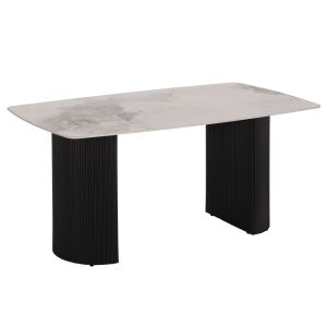 Трапезарна маса Minao HM18418 Mdf крака в тъмно сиво - керамичен плот в бял/кафяв мрамор 160X90X75HСМ