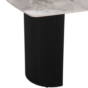 Трапезарна маса Minao HM18418 Mdf крака в тъмно сиво - керамичен плот в бял/кафяв мрамор 160X90X75HСМ