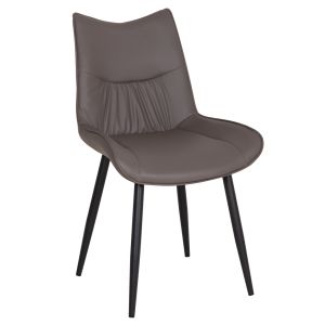 Трапезен стол Eisen HM18422.01 сив Pu (fango) - метални крака в черно 54X58X89ВСМ.