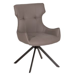 Трапезен стол Kira HM18412.01 от изкуствена кожа в сиво - черни метални крака 56X60X85ВСМ