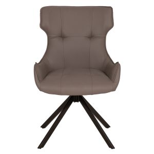 Трапезен стол Kira HM18412.01 от изкуствена кожа в сиво - черни метални крака 56X60X85ВСМ